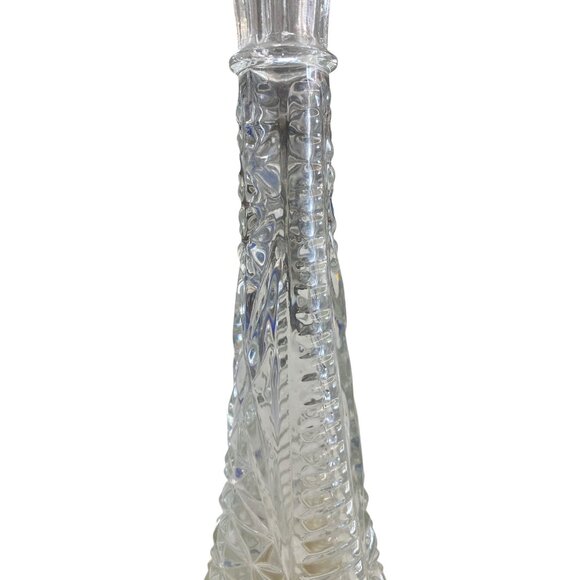 Vintage Clear Pressed Glass Bud Vase With Intricate Floral Design - Picture 2 of 4